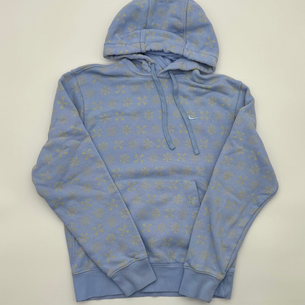 Nike Womens XS Hoodie Periwinkle With Yellow All Over Print
